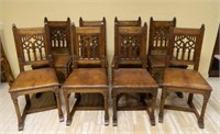 French Gothic Revival B.R. Pontremoli Oak Chairs.