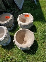 2 X'S BID CONCRETE ROUND PLANTERS