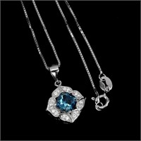 Natural London Blue Topaz Necklace