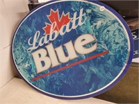 Labatt Blue Glass Oval Beer Sign