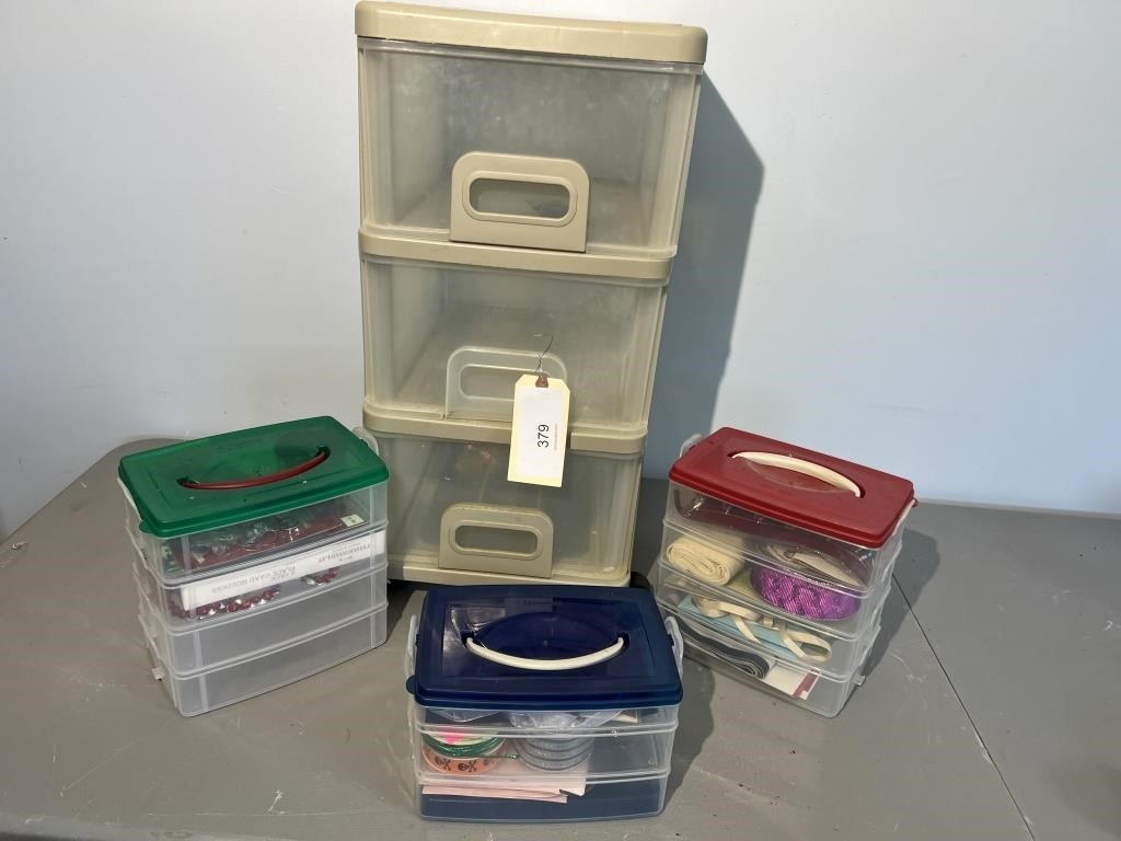 ARTS AND CRAFT SUPPLIES WITH PLASTIC TOTE STORAGE