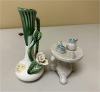 Hand Crafted Porcelain Flower Vase and Miniature T