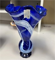 Modern Cobalt Blue Handkerchief  Ruffled Flower Va