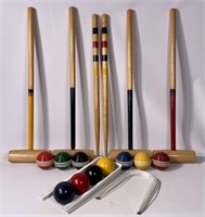 Wooden croquet set, 3" balls, 4 mallets, 2 posts,