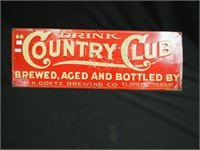 Vintage metal sign, "Drink Country Club, Brewed,