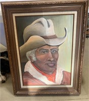 Framed Cowboy Painting