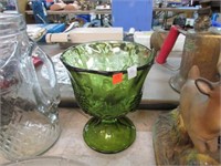 GREEN GLASS COMPOTE