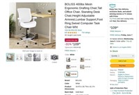 W5581  BOLISS Mesh Ergonomic Drafting Chair - Whit