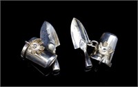 Sterling silver "flower pot & trowel" cufflinks