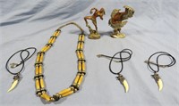 6- INDIAN NECKLACES/FIGURINES