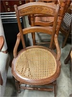 Wood chair w cane seat
