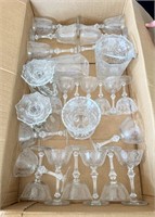 Vintage Stemware Lot with Candle Holders & More