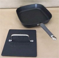 Pampered Chef Square Grill Pan & PC Grill Press