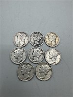 Mercury Dimes (8); 1940-1945's (90% silver)