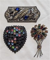 Old Brooches & Fur Clip Missing Stones