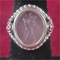 14k White Gold Cameo style ring sz 6, 0.2ozTW
