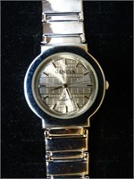 Men's Geneva Quartz Watch Textured Silver Face