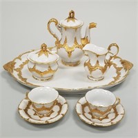 6 piece cross swords mark gilt porcelain tea set