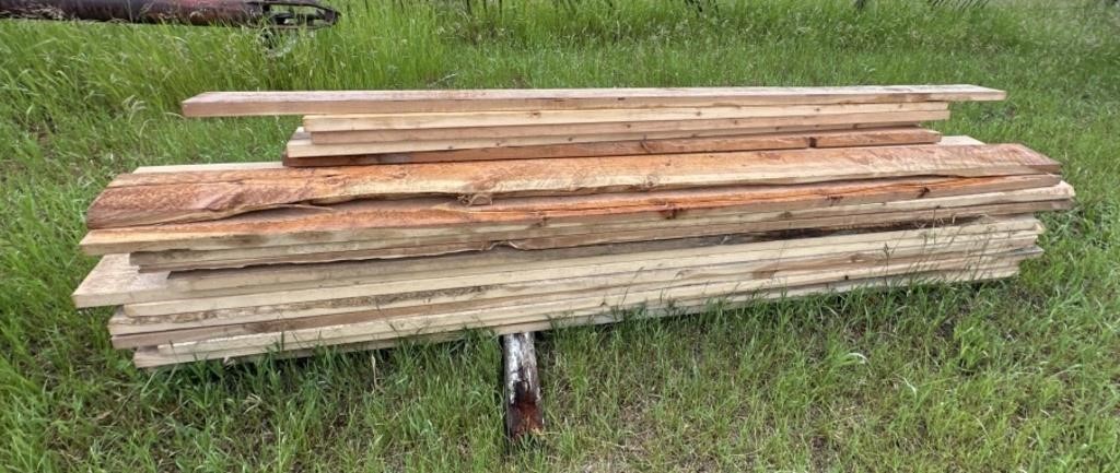 Pile of Assorted 10' Rought Cut Lumber Incl