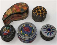 Set of 5 Indian Trinket Pill Boxes