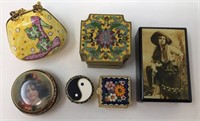 Lot of 6 Trinket Pill Boxes