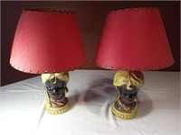 Pair of Black Moor Head Lamps by Shawnee