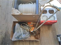 Chain, hack saw, Spool of wire, clevis, etc