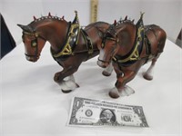 Two vintage Budweiser Clydesdale horses