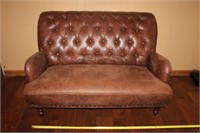 Tufted Leather Settee or Love Seat