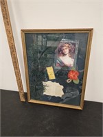 Antique Framed Print of Lady w Antique Hair