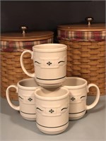 Longaberger Pottery Coffee Mugs Green Heritage