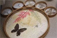 Butterfly Bamboo Tray and Coasters