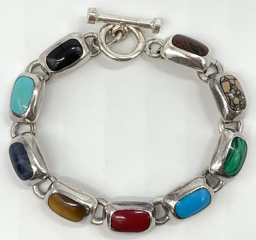 Mexico Sterling Gemstone Bracelet