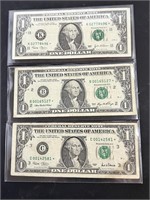 3 $1 Star Notes (2001, 2006, 2003)