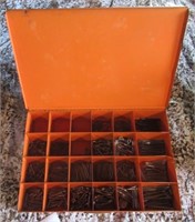 Organizer with assortment of cotter pins.