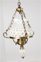 Fenton White Opalescent Coin Dot Hanging Lamp