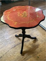 Red & Black Lacquer Three Leg Side Table