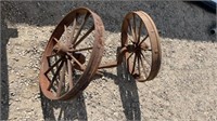 2- 25" Iron Wheels w/ Shaft