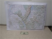 Driggs Relief Map of Idaho & Wyoming, Unused