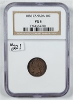 1886  Canada  10 Cents   NGC VG-8