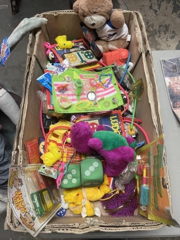 Large Box of Vintage Kids Toys and Trinkets