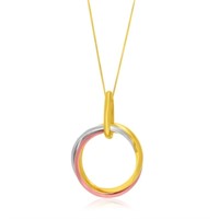 14k Tri-color Gold Open Interlaced Ring Necklace