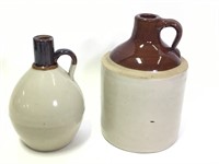 2 Stoneware Jugs 7.5" & 8.25"