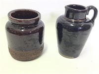 Swedish Stoneware Pot & Small Pitcher