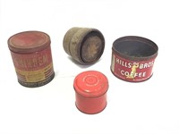 3 Vtg Tins & Butter Press