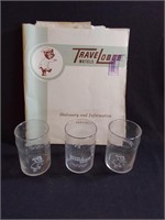 3 Travel Lodge Juice/Water Glasses
