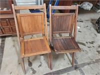 Pair of Folding Wooden Chairs