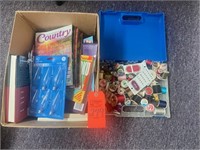 Box lot magazines and sewing supplies