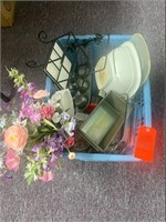 Basket kitchen bake ware and flower arrangement