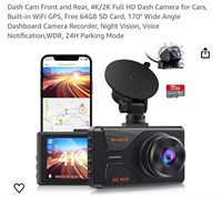 Dash Cam Front and Rear, 4K/2K Full HD Dash Camera